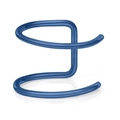 Macro view of minimalist blue spiral stainless steel cuff earring with matte metallic finish - Blue