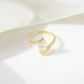 Detail of marquise cut moissanite set in a bypass 18k gold plated sterling silver ring band - US 5 / Gold