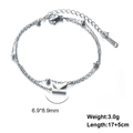 Double-layered stainless steel bead bracelet featuring a polished letter K pendant - Letter-K / Silver
