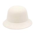 Elegant off-white wool felt dome hat featuring a minimalist vintage cloche style design - White