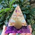 Handheld 8cm crystal crushed stone acrylic pyramid with metal elements for home decor - 8cm / Amethyst Tree Amethyst SKU