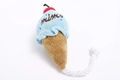 Blue ice cream plush squeaky dog toy with durable white cotton chew rope for pets - Blue Ice Cream