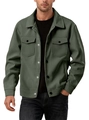 Men's olive green corduroy shirt jacket with classic collar and front chest pockets - S / Army Green