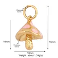 Pink mushroom pendant in gold plated finish with enamel dots for DIY jewelry making - Mushroom Model B / Gold