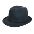 Sombrero fedora clásico de fieltro de lana gris oscuro para hombre con cinta decorativa - 56cm (Talla Única) / Gris