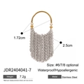 Golden and silver tassel ring in stainless steel, waterproof mesh fringe jewelry - Two-Tone Mesh Mesh Tassel Style (JDR2404041-7)