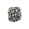 Silver alloy large hole bead featuring an embossed vintage flower pattern for DIY jewelry - Round Small Flower 9x11mm