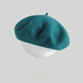 Béret classique en laine pour femmes en vert foncé profond pour la mode automne-hiver - M (56-58cm) / Bleu lac