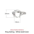 S925 sterling silver ring setting in white gold finish for 8x10mm gemstones - Platinum Plated (8*10mm)