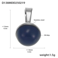 Blue oil drip bead pendant in 18k gold plated stainless steel, 13mm height detail - D138-Steel Navy Enamel