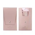 Pink PU leather makeup bag showing open and closed states with 7 gradient brushes - 10Pcs Set (With Bag) / Pink