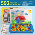 Set puzzle educativo con 592 chiodini a fungo e cesto portaoggetti per bambini - 592 Pezzi Chiodini a Fungo (In Scatola)