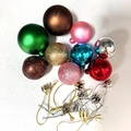 Lot de boules de Noël en plastique mat et pailleté aux couleurs variées pour sapin - Couleur aléatoire / 14cm / Multicolore