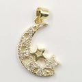 Minimalist gold plated crescent moon and star pendant necklace with zircon inlay - Moon Star Gold Pendant