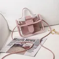 Pink transparent jelly mini handbag with inner pouch and adjustable shoulder strap - Pink