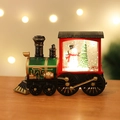 Close-up of vintage Christmas water train lantern with snowman and festive glitter decor - Standard Painted Snowman Train (Battery Included)