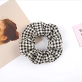 Chouchou classique en tissu à carreaux noir et blanc à haute élasticité pour femmes - Noir