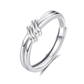 Minimalistische S925 sterling zilveren ring met meerlaags wikkelontwerp en verstelbare band - Verstelbaar Open / Herenstijl