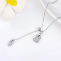 Polished silver stainless steel necklace with cute rabbit and carrot pendants on O-chain - Silver