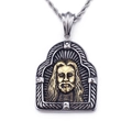 Hiphop roestvrijstalen ketting met gouden Jezus-hoofd hanger en gedraaide ketting - Jezus Portret Hanger (KP76475-BD)