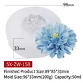 Peony flower silicone mold for handmade soap and resin casting with petal details - Blue Flower ZW-158
