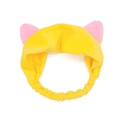 Bandeau oreilles de chat en peluche jaune avec texture polaire douce et détails roses - Jaune