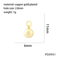 Dettaglio del ciondolo a cono stella placcato oro 6x11mm con dimensioni e foro - Ciondolo a Cono a Sfera/Proiettile in Oro (P04941)