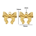 Golden stainless steel bow pendant measuring 14mm by 16mm with a 2mm hanging hole - Style 17 / Gold