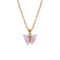 Lavender butterfly pendant with gold chain, colorful friendship necklace for women - A3055-PU (Solid Purple Butterfly)