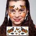 Waterproof orange butterfly face tattoo stickers for party makeup model FF-037 - Orange Black Butterfly Pattern Style (FF-037)