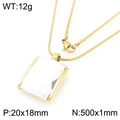 Golden snake chain necklace featuring a 20x18mm rectangular clear crystal glass pendant - Gold 20*18mm Transparent (KN292787-GC)