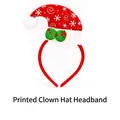 Christmas headband with red white snowflake clown hat and green glitter bow decoration - TK-14R (Printed Clown Hat Headband - Red)