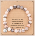 Natural white marble stone bead bracelet with a silver heart charm on greeting card - Pink Zebra + Best Friend Card