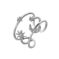 Dreilagiger offener Ring mit Mond- und Sternformen in Silberoptik und klarem Zirkon - Mehrkreisiger Stern-Mond-Stil (6433) / Silber