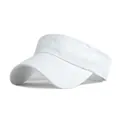 Breathable white cotton sun visor hat with adjustable strap for outdoor sports and sun protection - White
