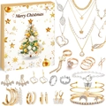 Weihnachts-Schmuck-Adventskalender mit goldenen und silbernen Armbändern und Halsketten - RC451D Weiße Weihnachten Schmuck Blind Box