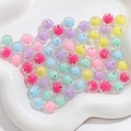 Colorful frosted acrylic round beads with star core pattern for DIY jewelry crafts - Multicolor Grid Faceted Round 8mm (100pcs)