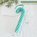 Knitted green and white striped candy cane ornament with a green hanging rope, 20cm - Large (Green and White Stripes) Candy Cane