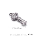 Colgante de llave de acero inoxidable plateado para joyería DIY 20x8mm peso 2g - Estilo de Llave de Plata (KLJ307-Z)