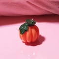 DIY orange resin pumpkin pendant with green leaf and metal loop for phone case crafts - with Hook / Pumpkin with Leaves