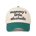Two-tone beige and dark green baseball cap with mommy's little alcoholic embroidery - Beige/Dark Green