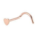 Piercing per naso a cuore oro rosa in acciaio inossidabile con barra curva a L - Forma a S / Oro rosa