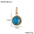 Colgante dorado de acero inoxidable con piedra natural azul y borde trenzado - Inserción de Piedra Azul Texturizada / Azul Texturizado/Dorado