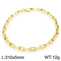 Bracelet chaîne en acier inoxydable doré avec boucle nez de cochon, taille 210x5mm - Or (KB206231-KFC)
