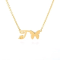 Minimalist gold butterfly necklace with letter T pendant for women fashion - Letter T