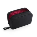 Black nylon makeup bag with vibrant red interior lining and durable zipper closure - Black With Red Lining Large