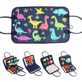 Navy blue dinosaur felt busy board for toddlers with alphabet and numbers - Penguin Style Learning Board / 24*28