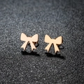 Polished stainless steel bow earrings in rose gold finish with butterfly backings - 105 Bow / Rose Gold