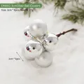 Silver Christmas ornament cluster with shiny and matte 3cm balls on brown festive stems - E48802-3cm Silver Ball Cluster (6pcs/set)