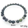 Bracelet pour homme en œil de tigre et agate mate, perles 8mm et séparateurs argent - Pierre Tachetée Verte (KB205857-Z)